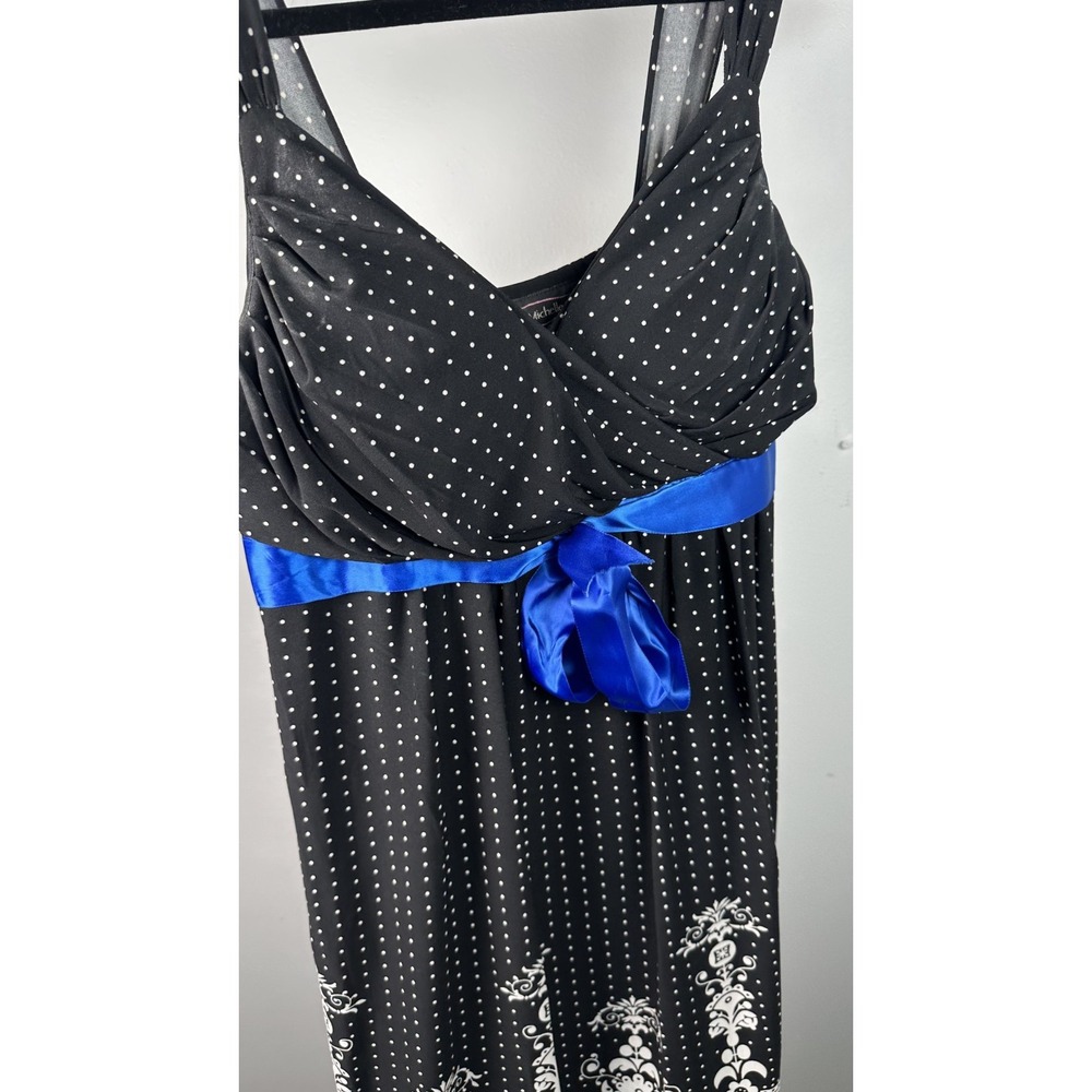 Vintage My Michelle Medium Dress Sweetheart Black White Blue Party Polka Dot - Picture 12 of 13